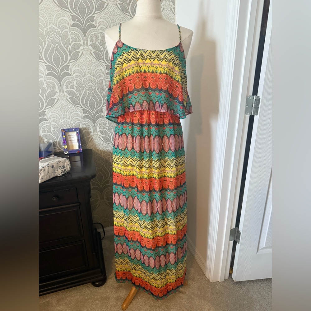 Multicolor Patterned Maxi Dress